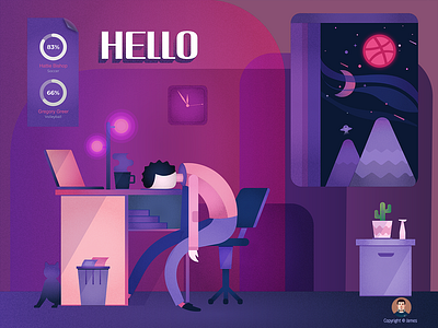 Hello drawing graphic hello illustrations night splash screen