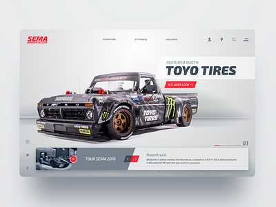 SEMA 2018 header hero section sema toyo ui ux webdesign