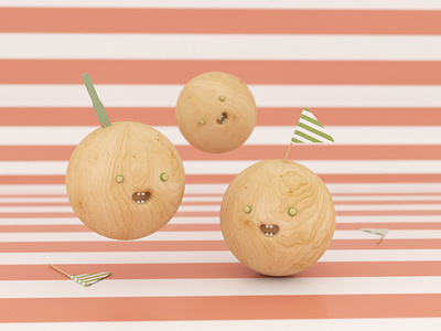 peas&wood1 c4d character cute flag streak wood