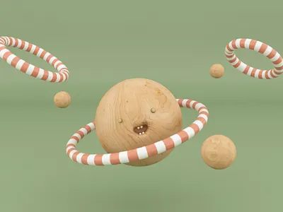 peas&wood3 3d c4d character cute green streak wood