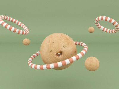 peas&wood3 3d c4d character cute green streak wood