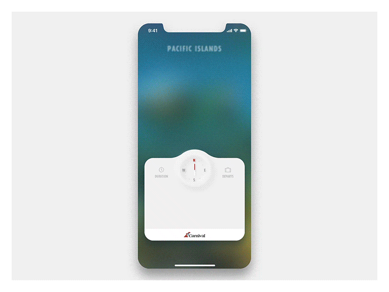 Carnival / Compass destinations UI Interaction animation app design interface design iphonex mobile ui ux