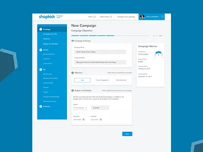 Create Campaign Page for Ad Management Company ad managment design e commerce minimal design product page ui ux webdesign website