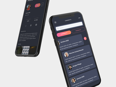 DarkPera UI Kit app blog dark design ecommerce ios iphonex listing mobile sketch ui ux