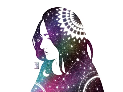 Cute beauty in stars. iPad Pro + Procreate art cartoon cartoon character cg character character design concept cute design fantasy girl illustration ios ipad pro modern portrait procreate ps ui ux