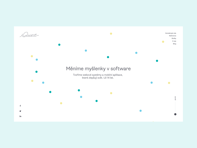 iQuest website - intro animation clean design light logo animation minimal motion website white