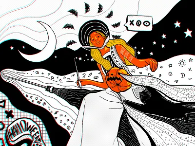 A witch A cat cat halloween pumpkin witch