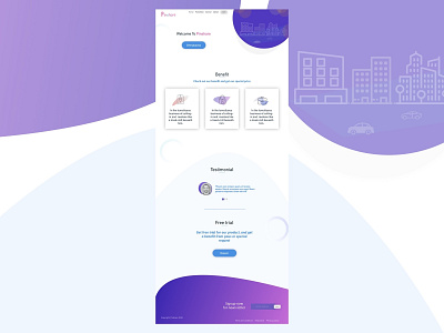 Landing page app label product landing page large background purple reviews ui