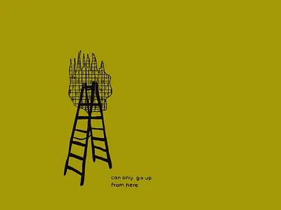 Step up doodle fire illustration ladder