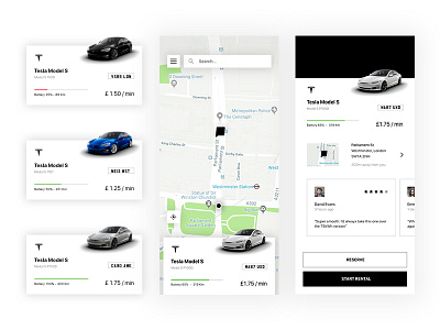 Car Sharing - Mobile App Design app car car sharing carsharing design interface layout london principle principle app prototype prototyping tesla ui