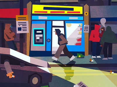 Newsagent character city concept art illustration london urban vector