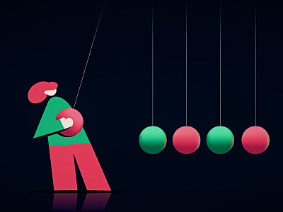 Day 30 - Jolt 2d character design illustration newtons cradle