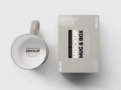 Mug & Box Mock-up box branding clean client coffee color colorful creatif cup designer desk drink layered logo mockup mug portfolio presentation preview realistic