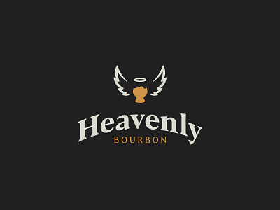 Heavenly bourbon branding cajva design drink emblem glass heaven identity logo mark vector wings