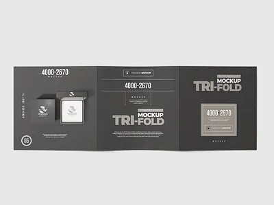 Tri-Fold Square Brochure Mock-up advert advertisement advertising folder bill booklet brochure mock up centerfold divided into three dl elegant flier flyer folder handbill horizotanl mock up mockup pamphlet photo realistic photorealistic