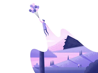 Up, Up & Away balloons illustration illustrator nature vector