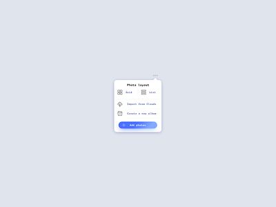 Popover Menu grid ios design ipad iphone iphone xr iphone xs layout list menu minimalist design photos popover uiux