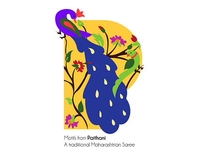 Motifs from Paithani saree graphic design illustration indian culture motifs wip