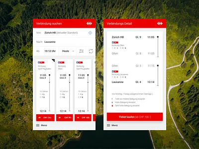 SBB Railway App buy concept design railway search switzerland tickets train travel ui