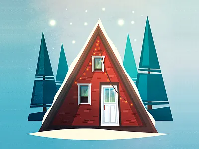 dream house architect cartoon christmas cozy design fairytale home illustration lamp nature retro shadow snow style texture vector vintage winter