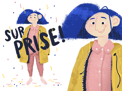 Bluehair blue blue hair cartoon character coat cool girl pink yellow