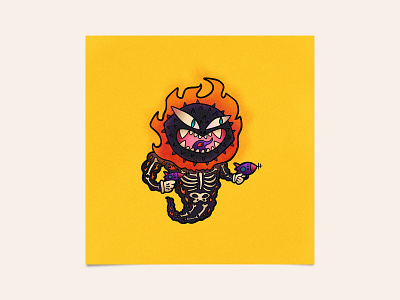 Sun Scum art bad guys club bones character design fire flames illustration inktober inktober 2018 procreate scum sun yellow