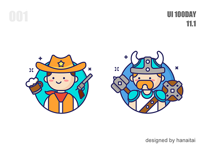 Cowboy and Vikings design icon illustration ui