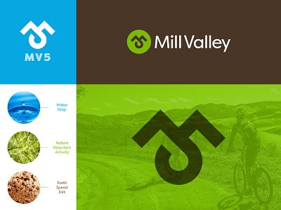 MillValley 5 - Logo Design 5 activity bicycle bicycles biker bikers branding california drop hill identity lettering logo logo design m mill mill valley monogram mountains valley