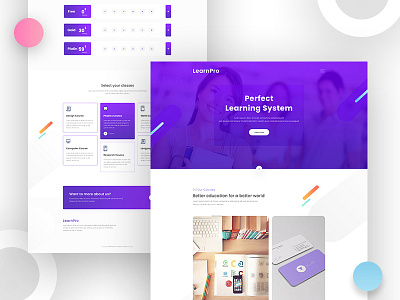 LearnPro Website Template awesome clean courses education education landing page homepage minimal new website 2018 online course trends ui design ux design website