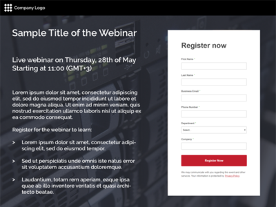 Simple Landing Page for a Webinar Registration