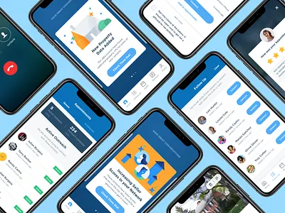 Phone Grid card hero list view mobile rating tile ui