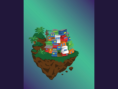 Floating Favela design digital drawing fantasy favela floating island graphic design illustration illustration design island nature vector vector art