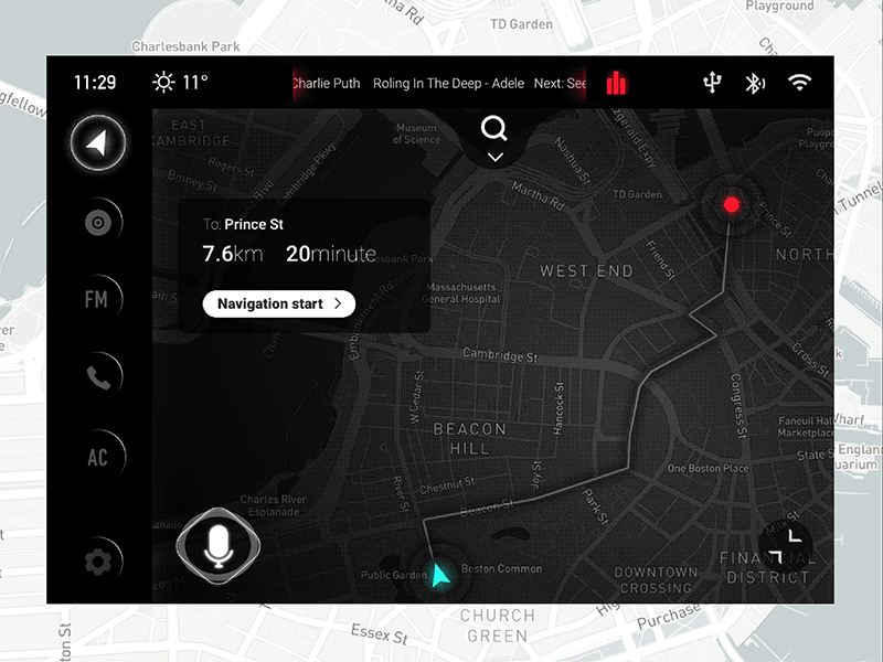 HMI design automative black black and red car hmi navi navigation principle sketch ui ux