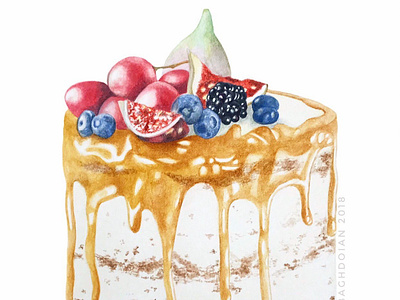 Rustic Wedding Cake cake food illustration hand drawn illustration watercolor