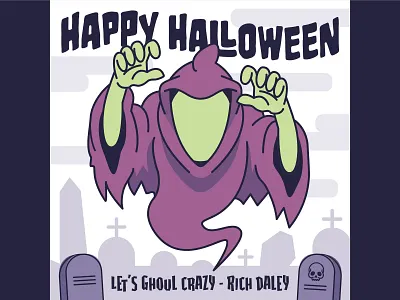 Halloween Card 2018 custom design design ghost ghost party ghoul halloween halloween design halloween flyer haunting illustration series spooky stationary stationary design tombstone typography vector