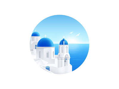 Aegean Sea in Greece aegean sea greece illustration santorini scene scenery sea