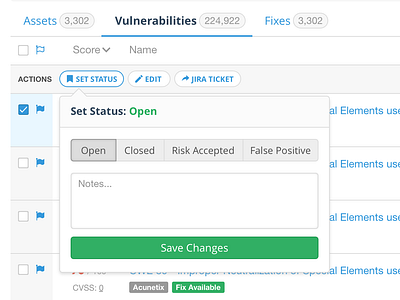 Set Status Microinteraction data data table design interface kenna kenna security microinteraction notes set status status ui ux