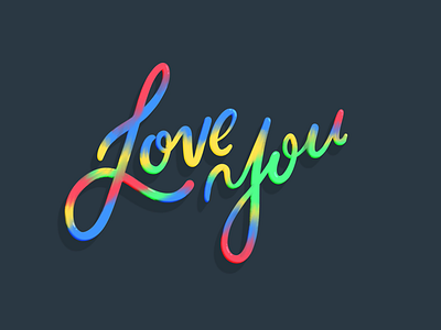 Love You lettering script type