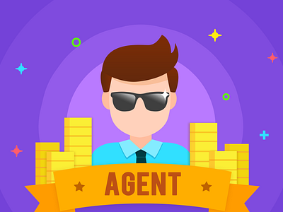 Treasurehunt Agent agent coin cute design flat illustration ui