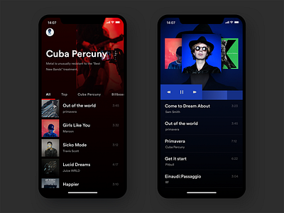 Tadc music app blue color cool design graphic iphone iphone x music red ue ui ux