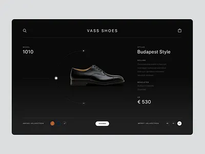 Vass Shoes product page branding design ecommerce elegant footwear product ui ux web