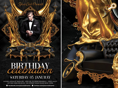 Birthday Celebration Flyer birthday bottle celebration classy club dj drinks flyer lounge party sound template