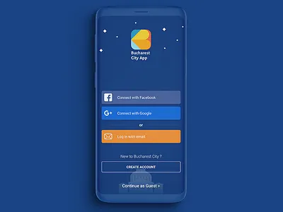 Bucharest City App Login screen app colorful identity login mobile screen