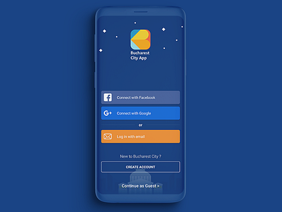 Bucharest City App Login screen app colorful identity login mobile screen