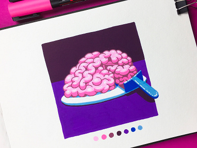 Inktober 2018 - Day 31 - Slice brain cake inktober inktober2018 molotow pink posca slice