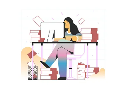 Interface Illustration: Productive Work character design designer digital art flat design graphic design illustration illustrator inspiration interface illustration motivation productivity ui ux vector vector art web design work work in progress workspace
