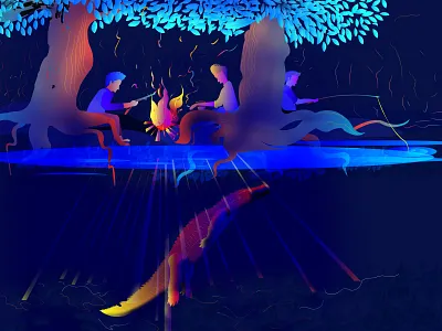 Illustration for mysterious trip design flat illustration typography ui