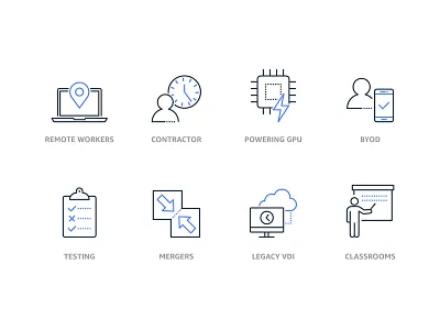 eBook Icons amazon aws blue cloud icons it line