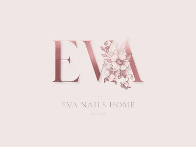 Logo. Eva nails home. Second option. appdesign branding design dribbble figma flower flower crown flower illustration flower logo logo logotype melart photoshop typography ui uidesign uidesigner uitrends ux webdesign