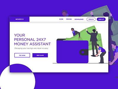 Moneeco - Making Savings Easier color concept design illustration illustrator monetization typography ui ux web web design